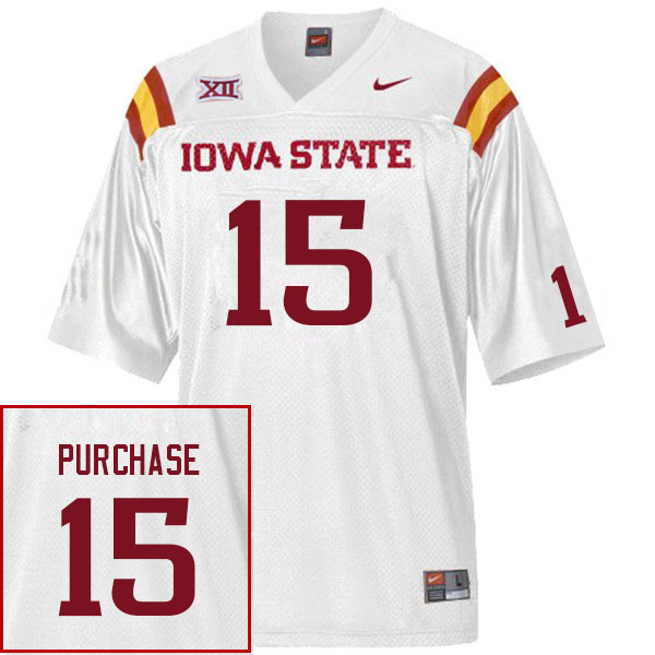 Iowa State Cyclones Men's #15 Myles Purchase Nike NCAA Authentic White College Stitched Football Jersey BR42I87RP
